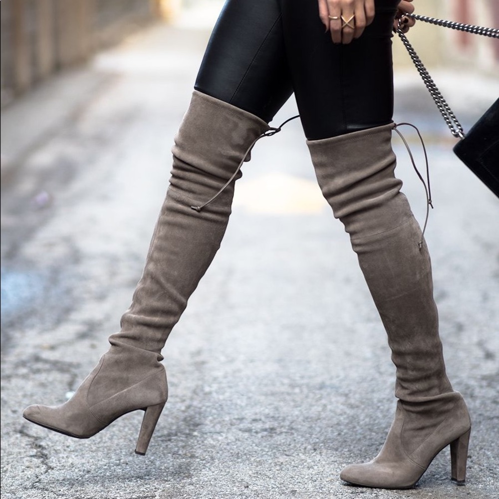 Stuart Weitzman Dark Grey Highland over the knee (OTK) Boots